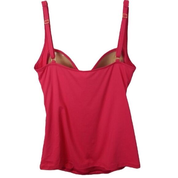 La Blanca NWT ISLAND GODDESS Shirred Tankini Top in Berry Size 8 - Picture 5 of 8